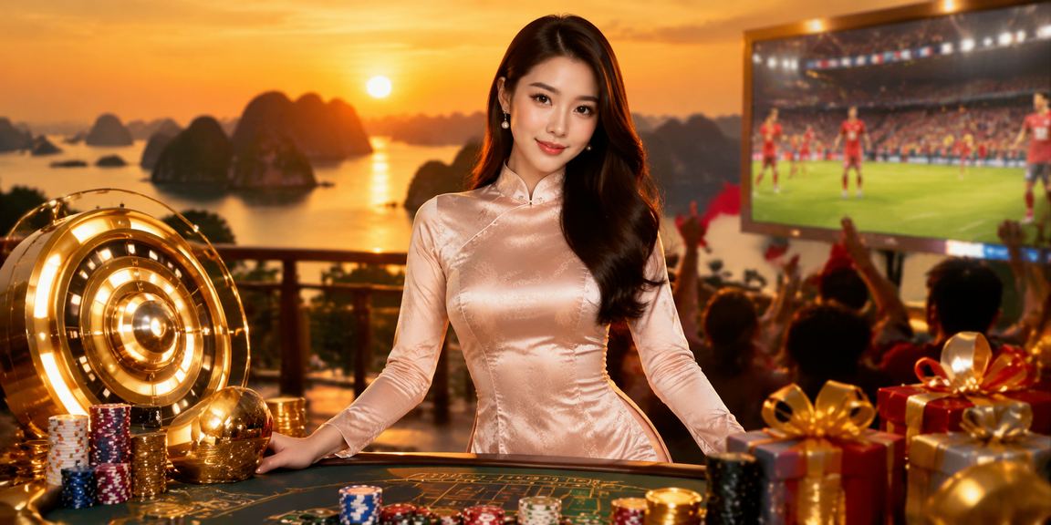 Phụ nữ mặc áo dài trên thuyền vịnh Hạ Long sử dụng app casino di động vnd68